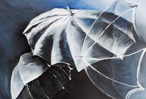 Regenschirme: Acrylgemälde von Leopold Berlinger (Foto: Christine Beenken) Regenschirme: Acrylgemälde von Leopold Berlinger