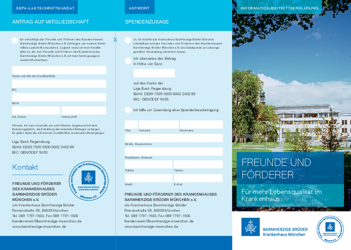 Flyer mit Antrag auf Mitgliedschaft